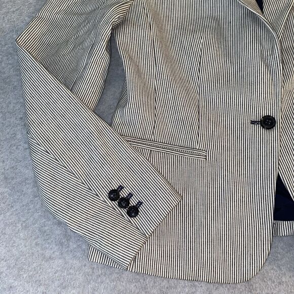 Banana Republic Blazer Jacket Women’s 4 Navy White Pinstripe Career Work 23” - Picture 7 of 16